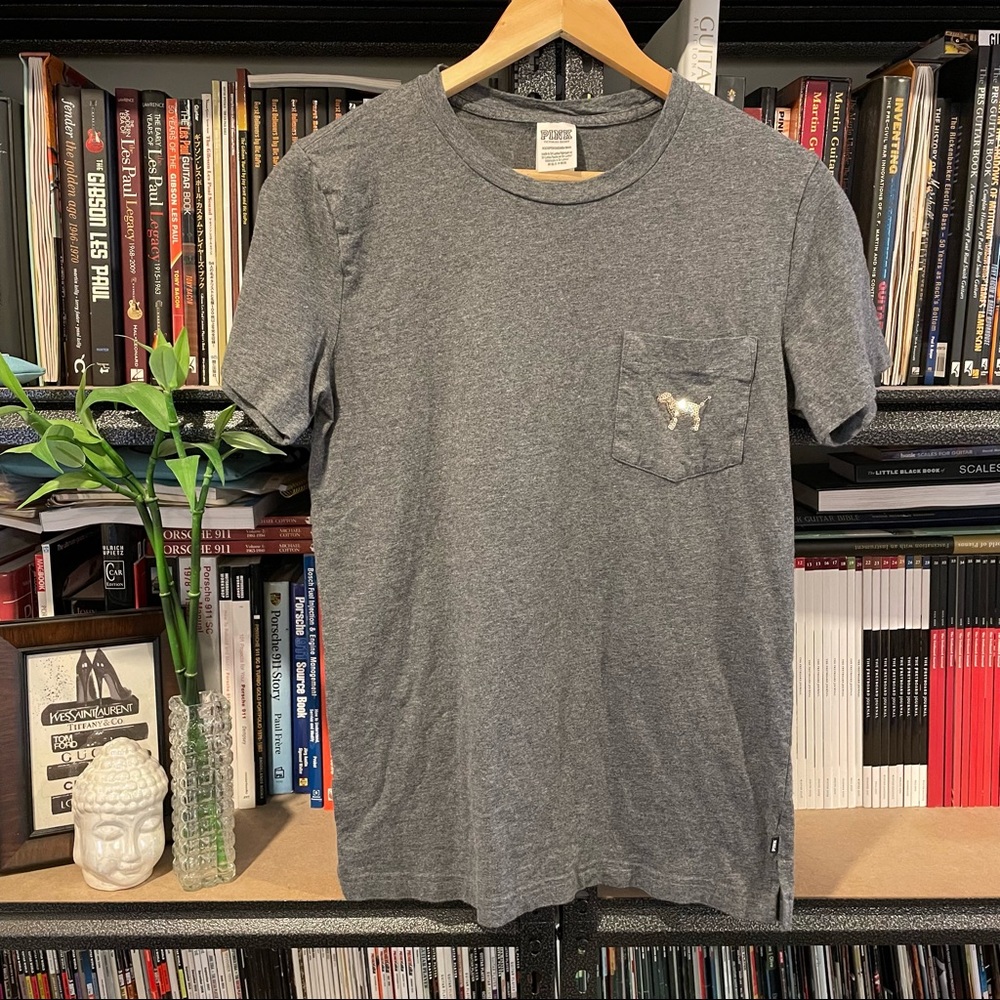 PINK Dog Sequins Pocket Tshirt